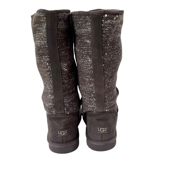 UGG Australia Camaya Leather Suede Sweater Boot Sequins Mid-Calf Gray Size 7 - Picture 6 of 16